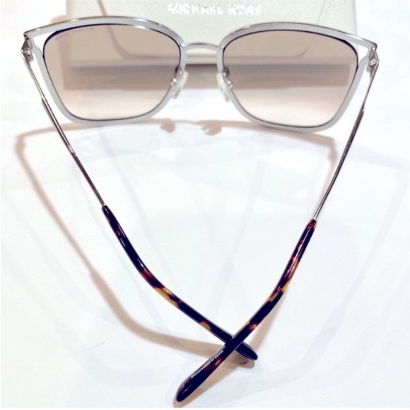 NWT Michael Kors Crystal Studded Mirrored Stockholm Sunglasses in Silver w/Case - Picture 10 of 12